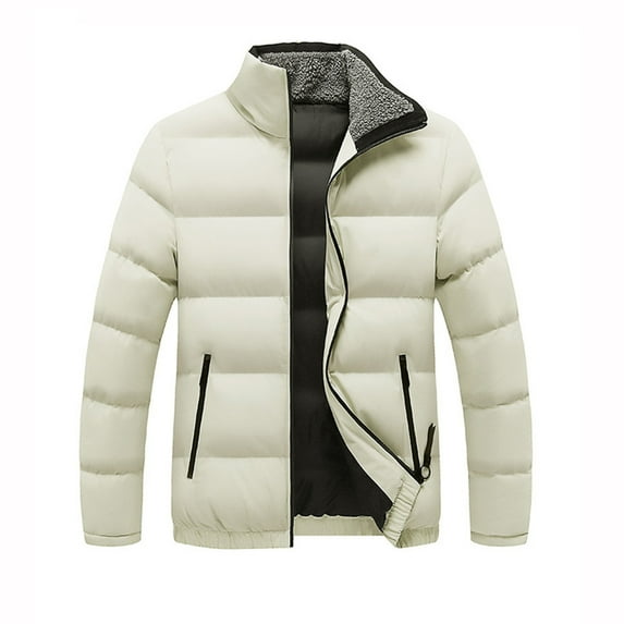 IROINNID Men's Anorak Long Sleeve Solid Color Leisure Winter Coat Cotton Jacket Short Coat Stand Collar Cotton Jacket