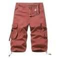 thumbnail image 1 of IROINNID Men's Belted Cargo Long Shorts Inseam Below Knee Length Multi Pocket 3/4 Capri Pants (Big and Tall Shorts for Men), 1 of 5