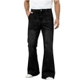 thumbnail image 1 of IROINNID Men's Bootcut Jeans Elastic Waist Soft Stretch Denim Pants Regular Fit Button Zipper Fly with Pockets Casual Daily Wear Flare Trousers, 1 of 7