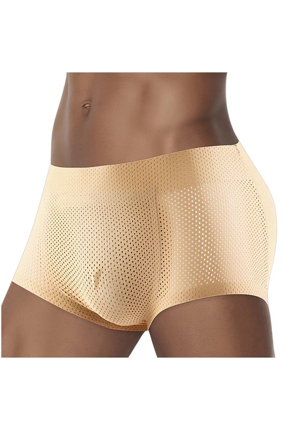 Men's Boxer Underpants Augmentation Buttock Lifting Buttock Pad Breathable Summer Solid Color Underwear
