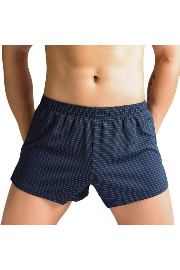 Men's Breathable Modal Microfiber Trunks Middle Waist Stripe Underwear