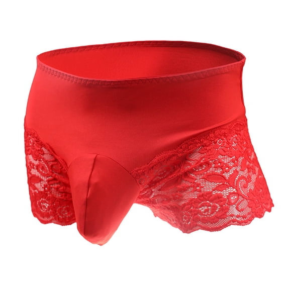 IROINNID Men's Breathable Modal Casual Lace Microfiber Trunks Middle Waist Underwear Covered Band