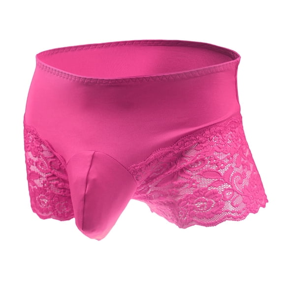 IROINNID Men's Breathable Modal Sexy Casual Lace Microfiber Trunks Middle Waist Underwear Covered Band