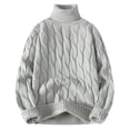 thumbnail image 1 of IROINNID Men's Cable Knit Turtleneck Sweater Long Sleeve Pullover Winter Warm Casual Solid Color Soft Breathable Relaxed Fit Knitwear Top, 1 of 3