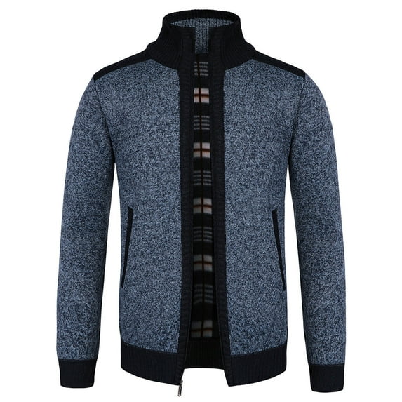 IROINNID Men's Cardigan Zip Up Long Sleeve Solid Color Leisure Fleece Sweater Knitwear Autumn And Winter Thicken Warmth Jacket