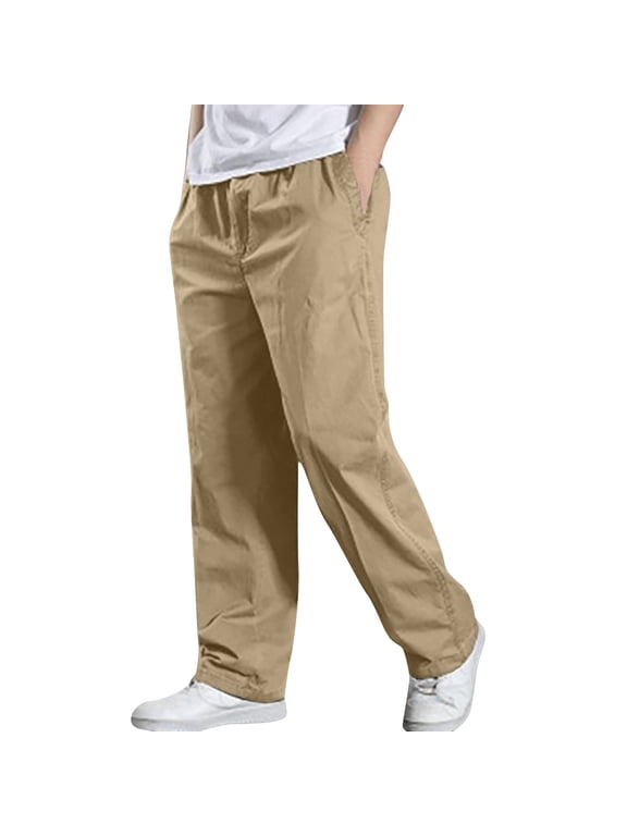 Men's Cargo Pants Classic Fit Expandable Waist Flat Front Casual Sport Straight Pant (Regular and Big & Tall Sizes)