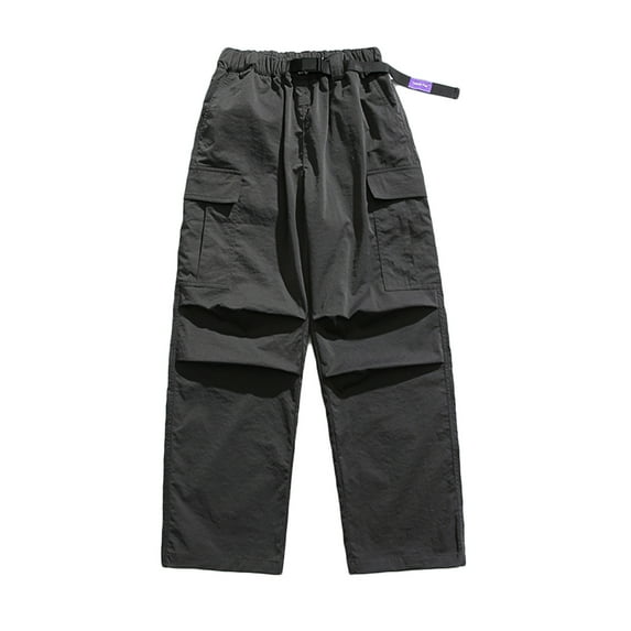 IROINNID Men's Cargo Pants Outdoor Pants Straight-leg Cargo Paratrooper Pants Sports Pants Flat-cut Pants,Gray