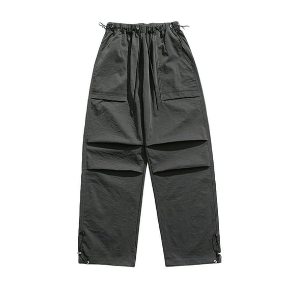 IROINNID Men's Cargo Pants Wide Leg Straight Retractable Cargo Paratrooper Sports Pants,Dark Gray