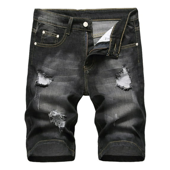 IROINNID Men's Casual Destroyed Jeans Elastic Comfy Denim Shorts