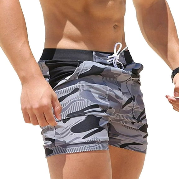 IROINNID Men's Casual Drawstring Quick Dry Camouflage Sports Shorts With Pocket