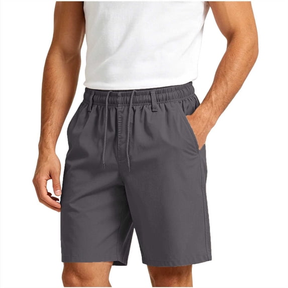IROINNID Men's Casual Drawstring Shorts Elastic Waist Lightweight Breathable Summer Solid Color Shorts with Side Pockets for Gym Beach Vacation Daily Wear