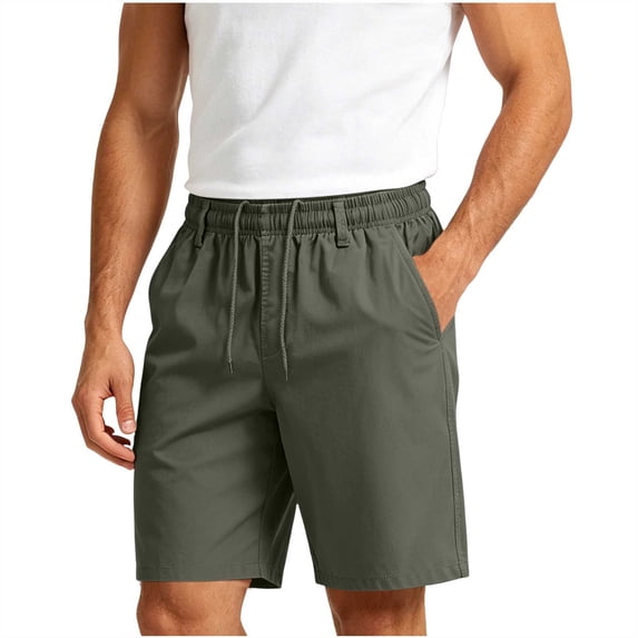 IROINNID Men's Casual Drawstring Shorts Elastic Waist Lightweight Breathable Summer Solid Color Shorts with Side Pockets for Gym Beach Vacation Daily Wear