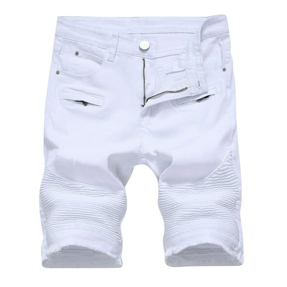 IROINNID Men's Casual Elastic Frayed Hem Jeans Stretch Comfy Stylish Retro Denim Shorts