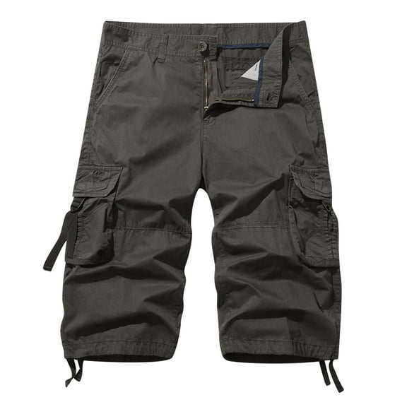 IROINNID Men's Casual Outdoors Cargo Elastic Flat-Front Comfy Shorts, Multi-Pocket