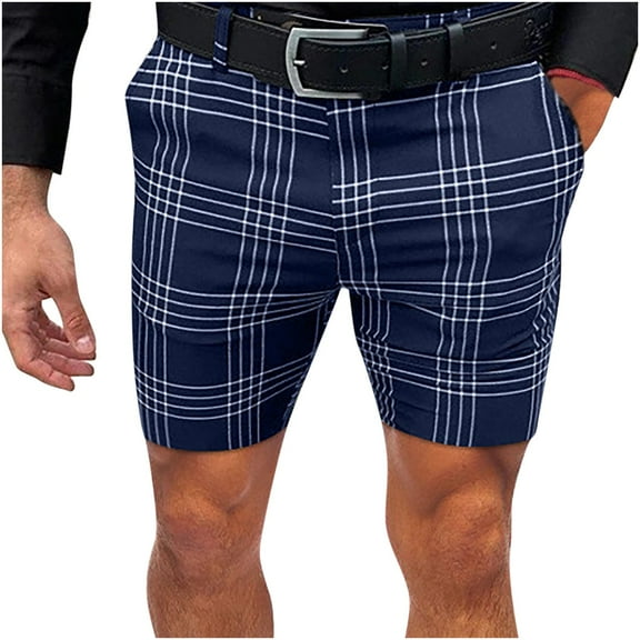 IROINNID Men's Casual Plaid Flat-Front Shorts With Pocket