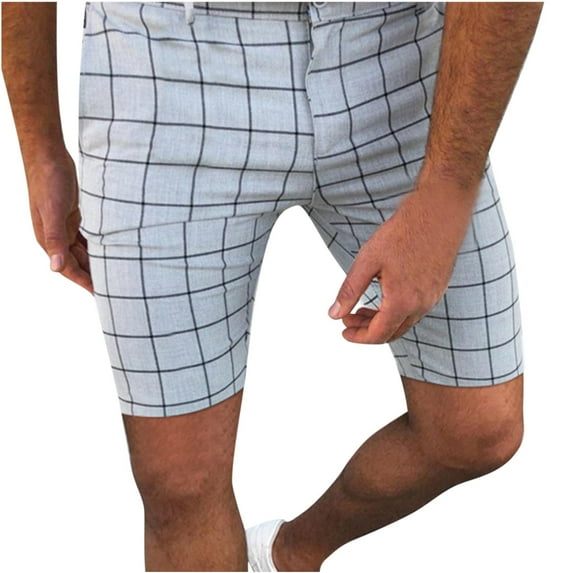 IROINNID Men's Casual Plaid Flat-Front Shorts With Pocket