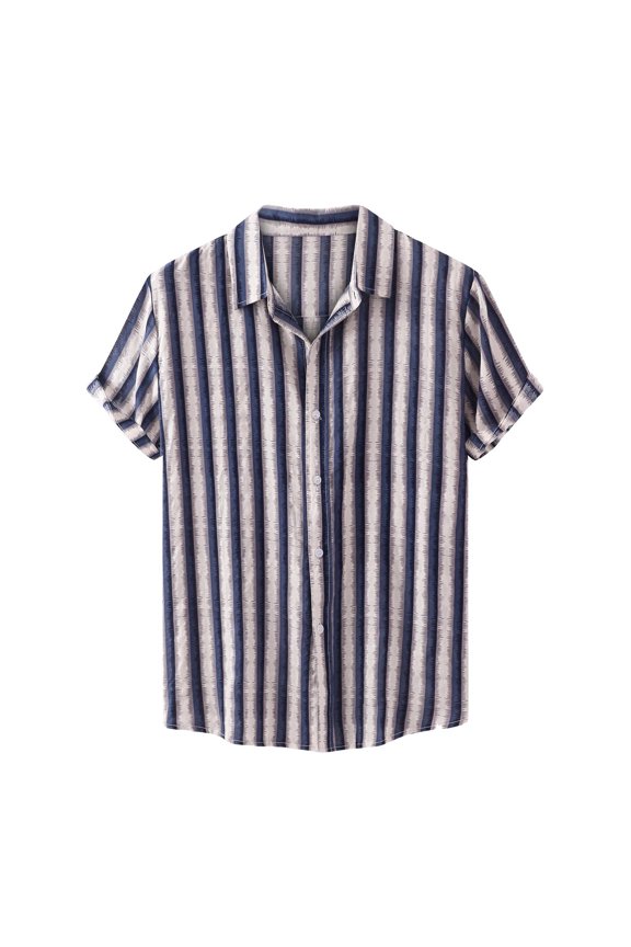 Men's Casual Short Sleeve Street Style Printed Lapel Fashion Blouse