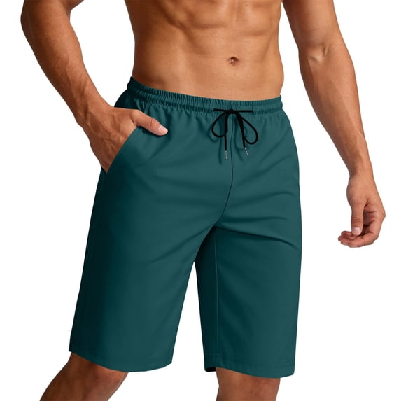 IROINNID Men's Casual Solid Color Summer Elastic Waist Loose Comfy Shorts Lightweight Breathable Pocket Shorts