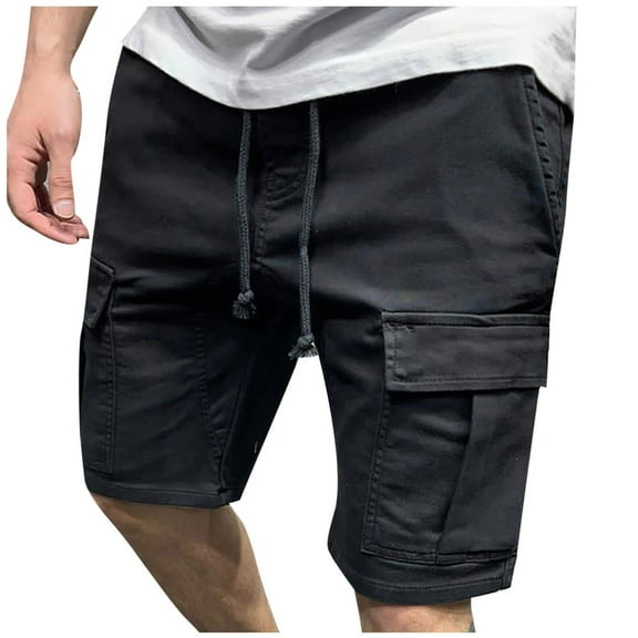 IROINNID Cargo Shorts for Men Sport Pants Fit Running Joggers Pocket Sweatpants Shorts Black