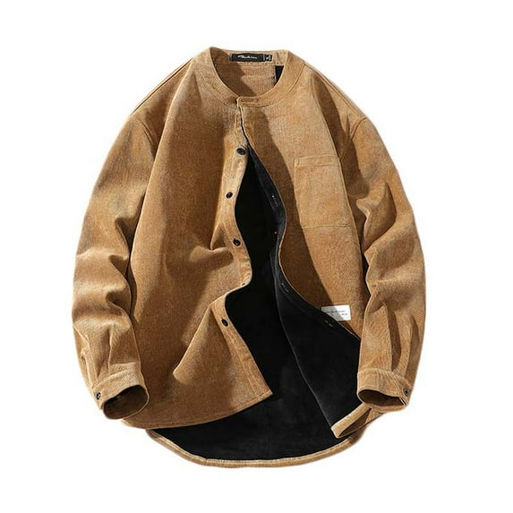 IROINNID Men's Corduroy Long Sleeve Solid Color Comfy Shirt Autumn Winter Daily Warm Corduroy Shirt Jacket Outwear & Jackets