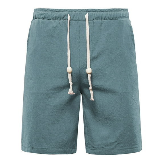 IROINNID Men's Cotton And Linen Elastic Drawstring Loose Comfy Daily Shorts