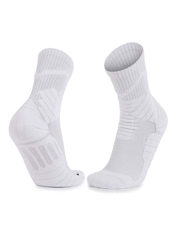 Men's Cushioned Crew Athletic Socks Breathable Moisture Wicking Running Cycling Sports Performance Socks with Arch Support Ribbed Cuff for Gym Workout