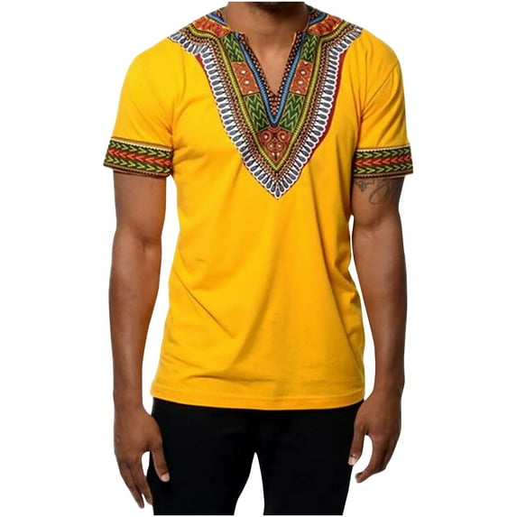 IROINNID Men's Easter Printed Short Sleeve Casual Blouse Loose With Pocket