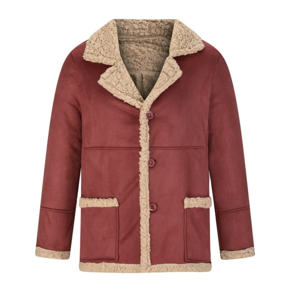 IROINNID Men's Faux-fur Notch Lapel Long Sleeve Solid Color Leisure Jacket Stand Collar Motorcycle Fur Jacket Outwear & Jackets