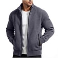 thumbnail image 1 of IROINNID Men's Full Zip Fleece Lined Knit Cardigan Sweater Stand Collar Winter Warm Casual Outerwear Jacket with Zipper Pockets Ribbed Trim, 1 of 6