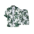 thumbnail image 1 of IROINNID Men's Hawaiian Tropical Print Button Down Shirt and Drawstring Shorts Set with Turndown Collar Pockets for Summer Beach Vacation Wear, 1 of 5