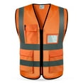 thumbnail image 1 of IROINNID Men's High Visibility Reflective Safety Vest Zip Up Mesh Workwear with ID Card Pocket D-Ring and Multiple Pockets for Construction Traffic Road Work, 1 of 6