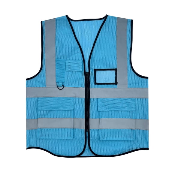 IROINNID Men's High Visibility Reflective Safety Vest Zip Up Mesh Workwear with ID Card Pocket D-Ring and Multiple Pockets for Construction Traffic