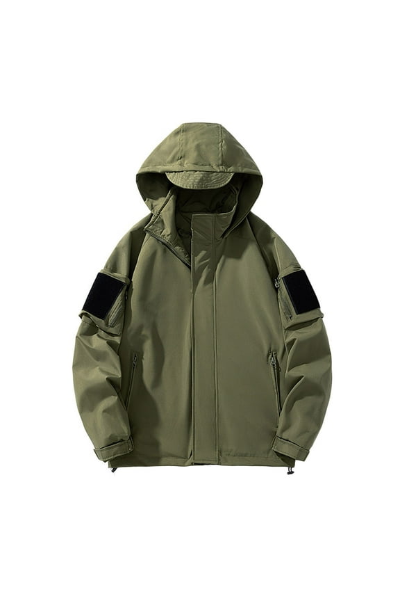 Men's Hooded Sun Protection Windbreaker Jacket Hard Shell Waterproof Mountain Outdoor Ski Jacket,Army Green