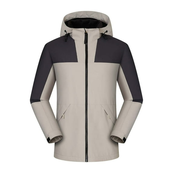 IROINNID Men's Hoodie Anorak Long Sleeve Solid Color Loose Same Autumn And Winter Waterproof Windproof And Thickened All-in-one Outdoor Sport Warm Jacket