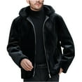thumbnail image 1 of IROINNID Men's Hoodie Faux-fur Long Sleeve Solid Color Leisure Men's Warm Coat Jacket Winter Outerwear, 1 of 9