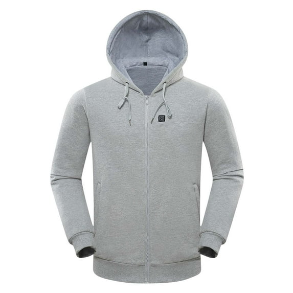 IROINNID Men's Hoodie Loose Intelligent Heating Top Winter Long Sleeve Solid Color Anorak Jacket