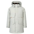 thumbnail image 1 of IROINNID Men's Hoodie Parka Long Sleeve Solid Color Loose Down Jacket Outdoor Overall With Large Pocket LONG Down Jacket Outwear & Jackets, 1 of 4