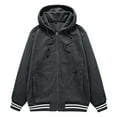 thumbnail image 1 of IROINNID Men's Hoodie Shearling Long Sleeve Solid Color Loose Fleece Zip Up Outwear, 1 of 7