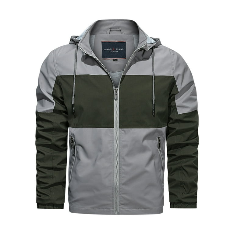 IROINNID Men's Hoodie Storm Jacket Long Sleeve Color Block Comfy