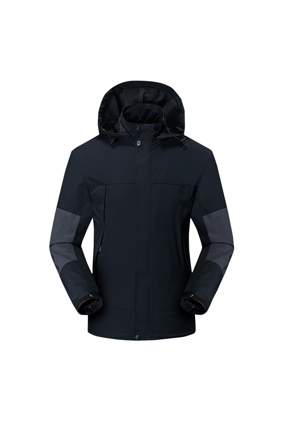 Men's Hoodie Storm Jacket Long Sleeve Solid Color Leisure Detachable Cap Waterproof, Dirt-proof, Wind-proof, Tear-resistant Warm Jacket