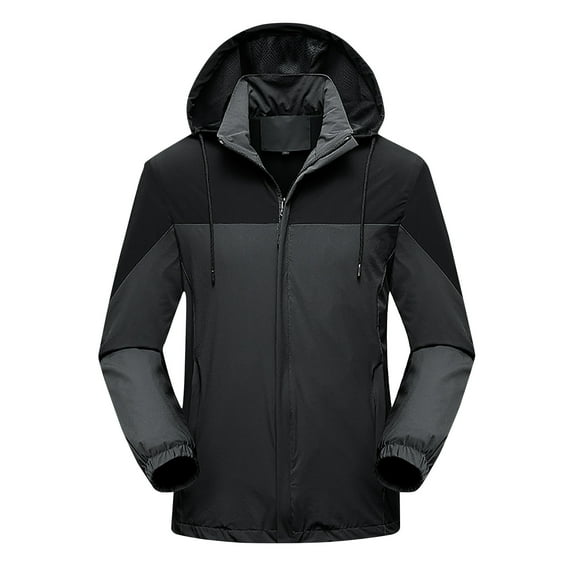 IROINNID Men's Hoodie Storm Jacket Long Sleeve Solid Color Loose Detachable Cap Waterproof, Dirt-proof, Wind-proof, Tear-resistant Warm Jacket