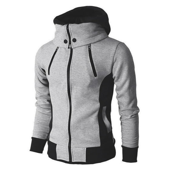 IROINNID Men's Hoodie Zip Up Long Sleeve Solid Color Casual Thickened Sweater Autumn And Winter Jacket Sport Outdoor Fake Two-piece Jacket