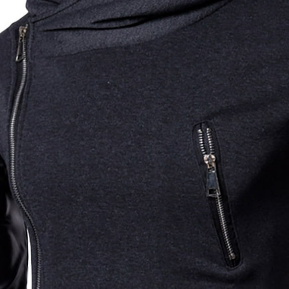 IROINNID Men's Hoodie Zip Up Long Sleeve Solid Color Comfy Sweater Sleeve And Irregular Jacket