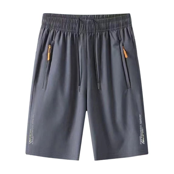 IROINNID Men's Ice Silk Quick Dry Athletic Shorts with Zippered Pockets Elastic Drawstring Waist Relaxed Straight Leg Summer Sports Fitness Gym Wear