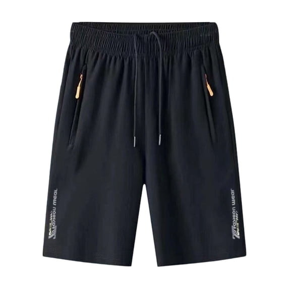 IROINNID Men's Ice Silk Quick Dry Athletic Shorts with Zippered Pockets Elastic Drawstring Waist Relaxed Straight Leg Summer Sports Fitness Gym Wear