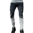 thumbnail image 1 of IROINNID Men's Jeans Pants Gradient Button Zipper Irregular Ripped Rigid Waist Skinny Pants, 1 of 9