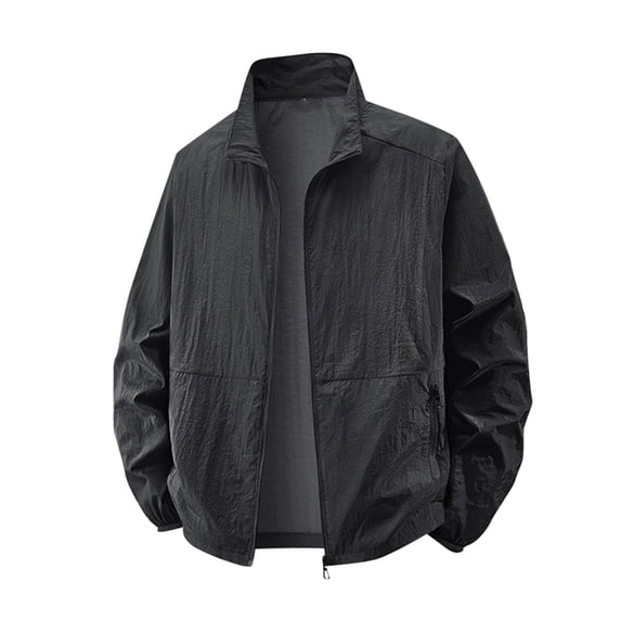 IROINNID Men's Lightweight Sun Protection Jacket Full Zip Stand Collar Breathable Quick Dry Outdoor Coat with Zippered Pockets for Hiking Running Daily Wear