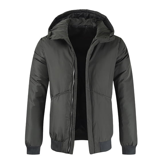 IROINNID Men's Long Sleeve Anorak Jacket Mid-Length Coat Solid Color Loose Warm Thickened Down Jacket Large Coat Pocket Down Jacket Coat