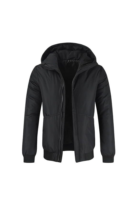 Men's Long Sleeve Anorak Jacket Mid-Length Coat Solid Color Loose Warm Thickened Down Jacket Large Coat Pocket Down Jacket Coat