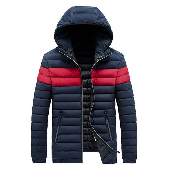 IROINNID Men's Long Sleeve Anorak Jacket Mid-Length Hooded Coat Contrast Color Leisure Patchwork Windproof Jacket Coats